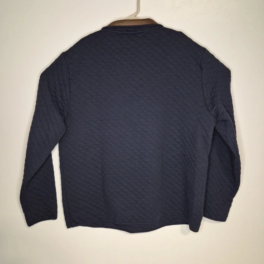 Banana Republic Pullover Mens Large Blue Quilted 1/4 Zip Sweater‎ Sweatshirt